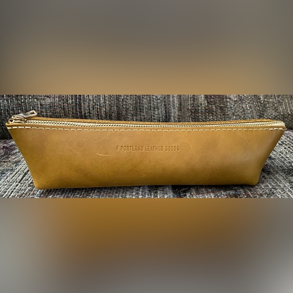 Portland Leather Goods Light Tan pencil pouch.
